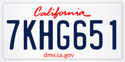 CA license plate 7KHG651