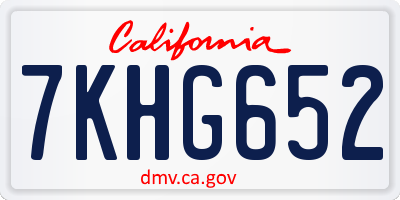 CA license plate 7KHG652