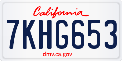 CA license plate 7KHG653