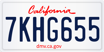 CA license plate 7KHG655