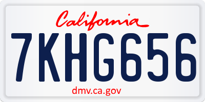 CA license plate 7KHG656