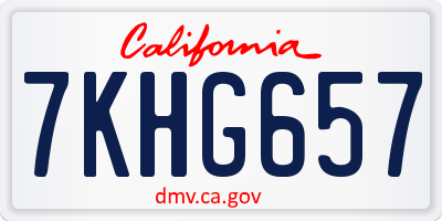 CA license plate 7KHG657