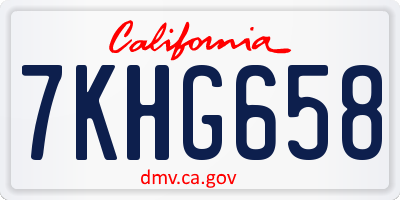 CA license plate 7KHG658