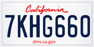 CA license plate 7KHG660