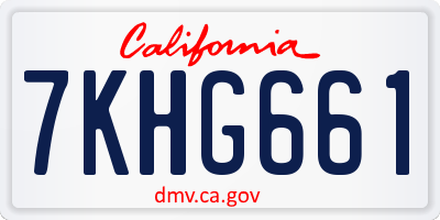 CA license plate 7KHG661