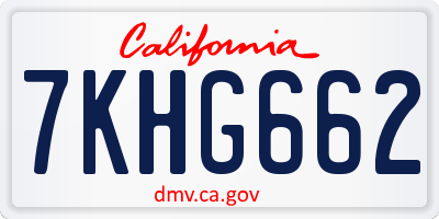 CA license plate 7KHG662