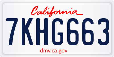 CA license plate 7KHG663