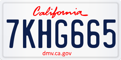 CA license plate 7KHG665