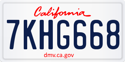 CA license plate 7KHG668