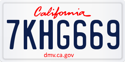 CA license plate 7KHG669