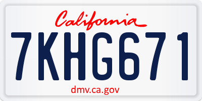 CA license plate 7KHG671