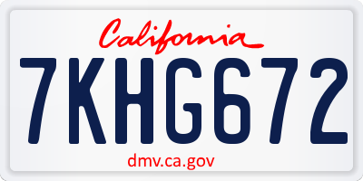 CA license plate 7KHG672