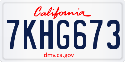 CA license plate 7KHG673