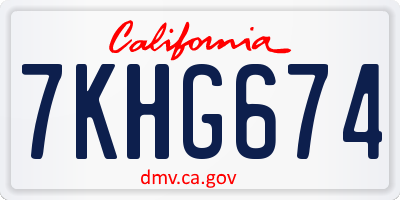 CA license plate 7KHG674