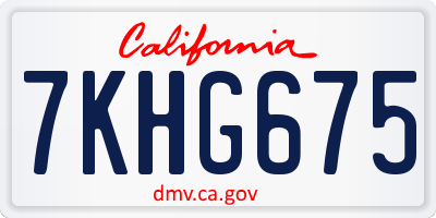 CA license plate 7KHG675
