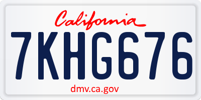 CA license plate 7KHG676