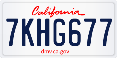 CA license plate 7KHG677