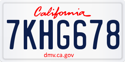 CA license plate 7KHG678