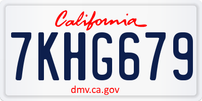 CA license plate 7KHG679
