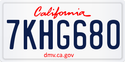 CA license plate 7KHG680