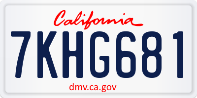 CA license plate 7KHG681