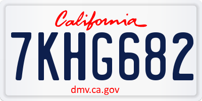CA license plate 7KHG682