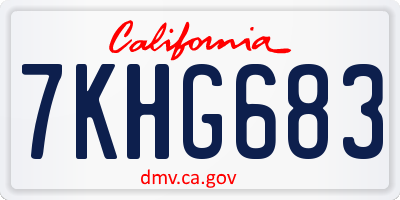 CA license plate 7KHG683