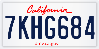 CA license plate 7KHG684