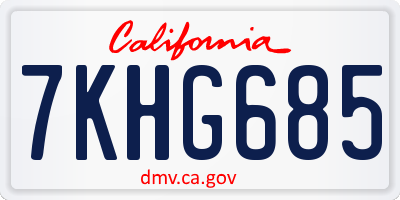 CA license plate 7KHG685