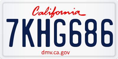 CA license plate 7KHG686