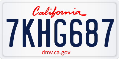 CA license plate 7KHG687