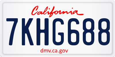 CA license plate 7KHG688