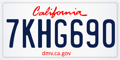 CA license plate 7KHG690