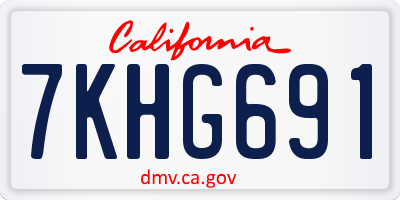 CA license plate 7KHG691