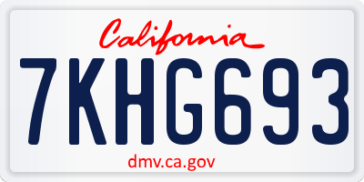 CA license plate 7KHG693