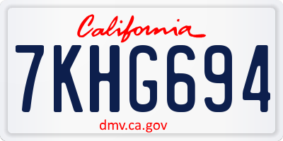 CA license plate 7KHG694
