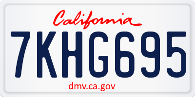 CA license plate 7KHG695