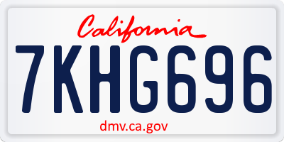 CA license plate 7KHG696