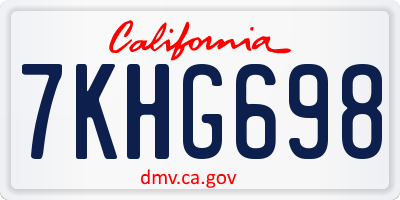 CA license plate 7KHG698