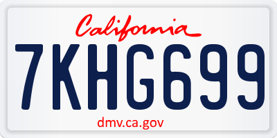 CA license plate 7KHG699