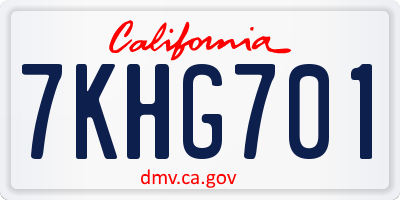 CA license plate 7KHG701