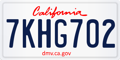 CA license plate 7KHG702