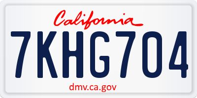 CA license plate 7KHG704