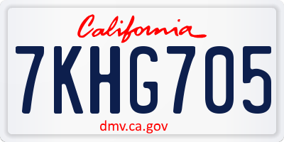 CA license plate 7KHG705