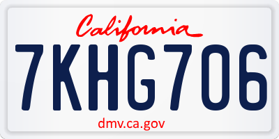 CA license plate 7KHG706
