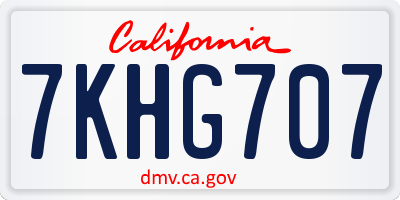 CA license plate 7KHG707