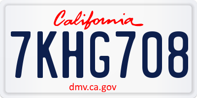 CA license plate 7KHG708