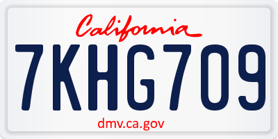 CA license plate 7KHG709