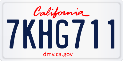 CA license plate 7KHG711