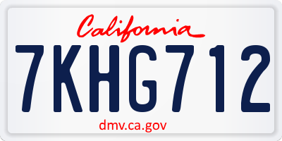 CA license plate 7KHG712